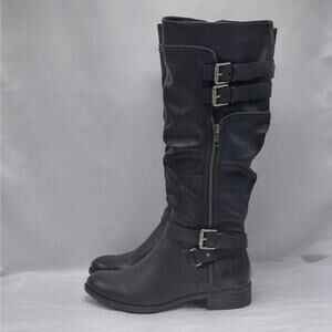 White Mountain Remi Black Knee High Moto Riding Boots Women’s 6M Equestrian